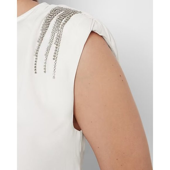 Express Embellished Strong Shoulder Top XS - Picture 2 of 7